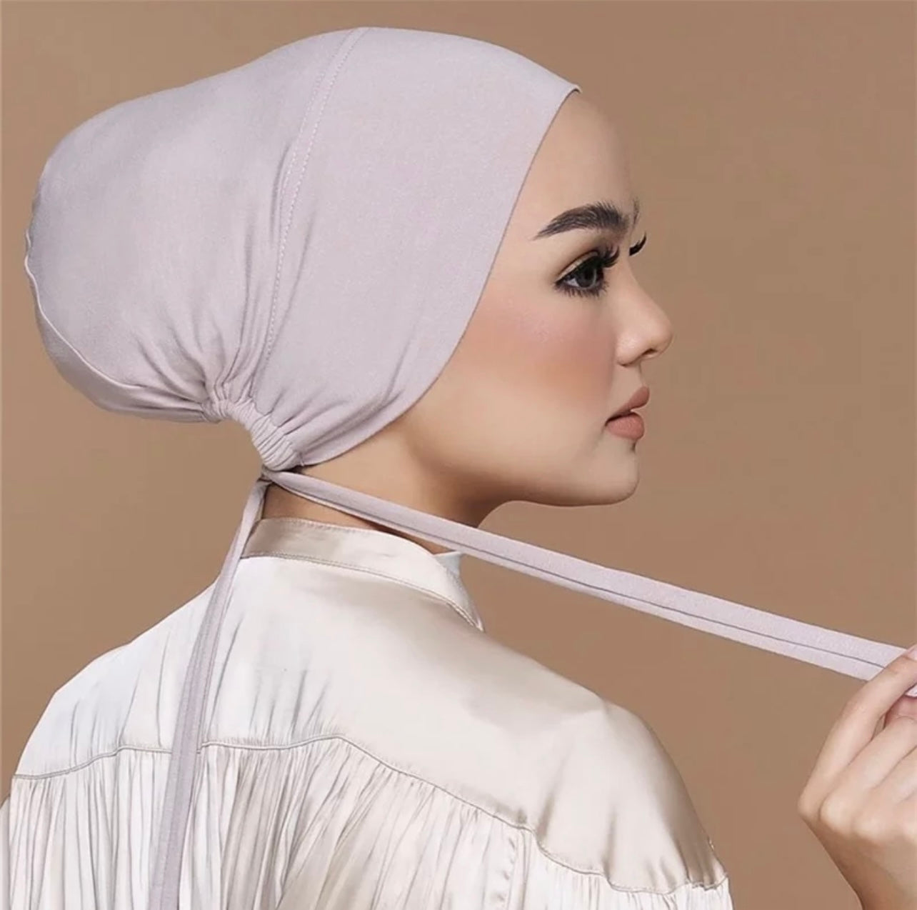Modest Cotton Jersey Textured Tie Back Under-Scarf Hijab Caps