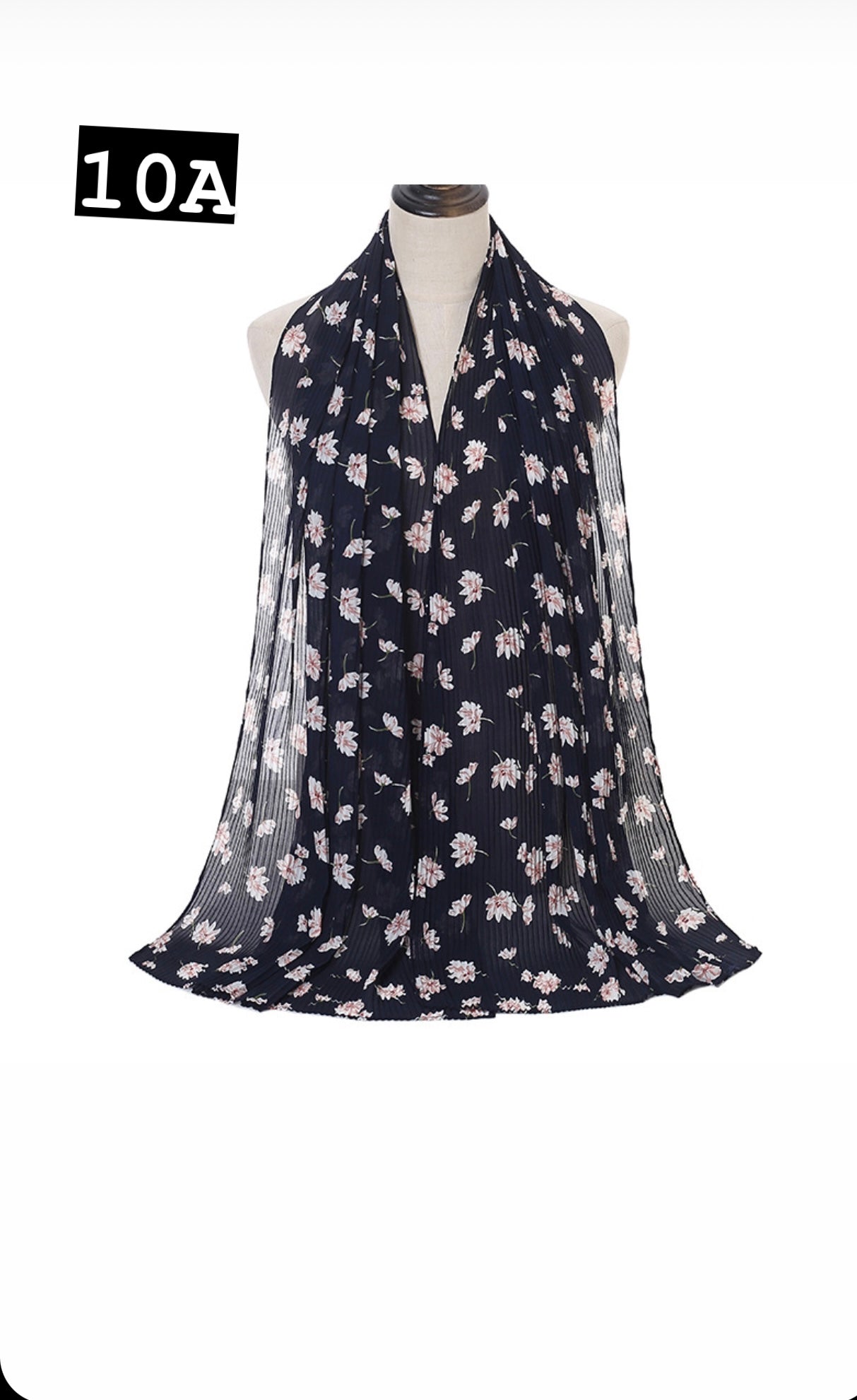 Floral Chiffon Pleated Scarves