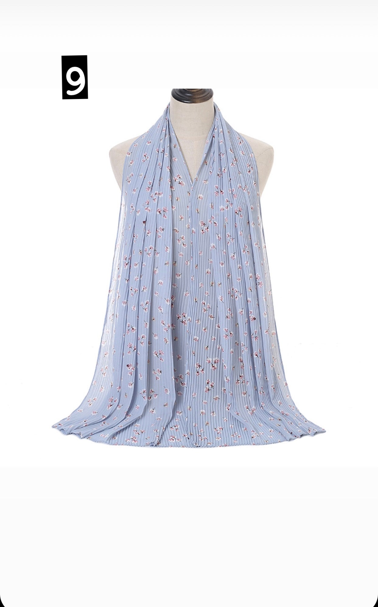 Floral Chiffon Pleated Scarves
