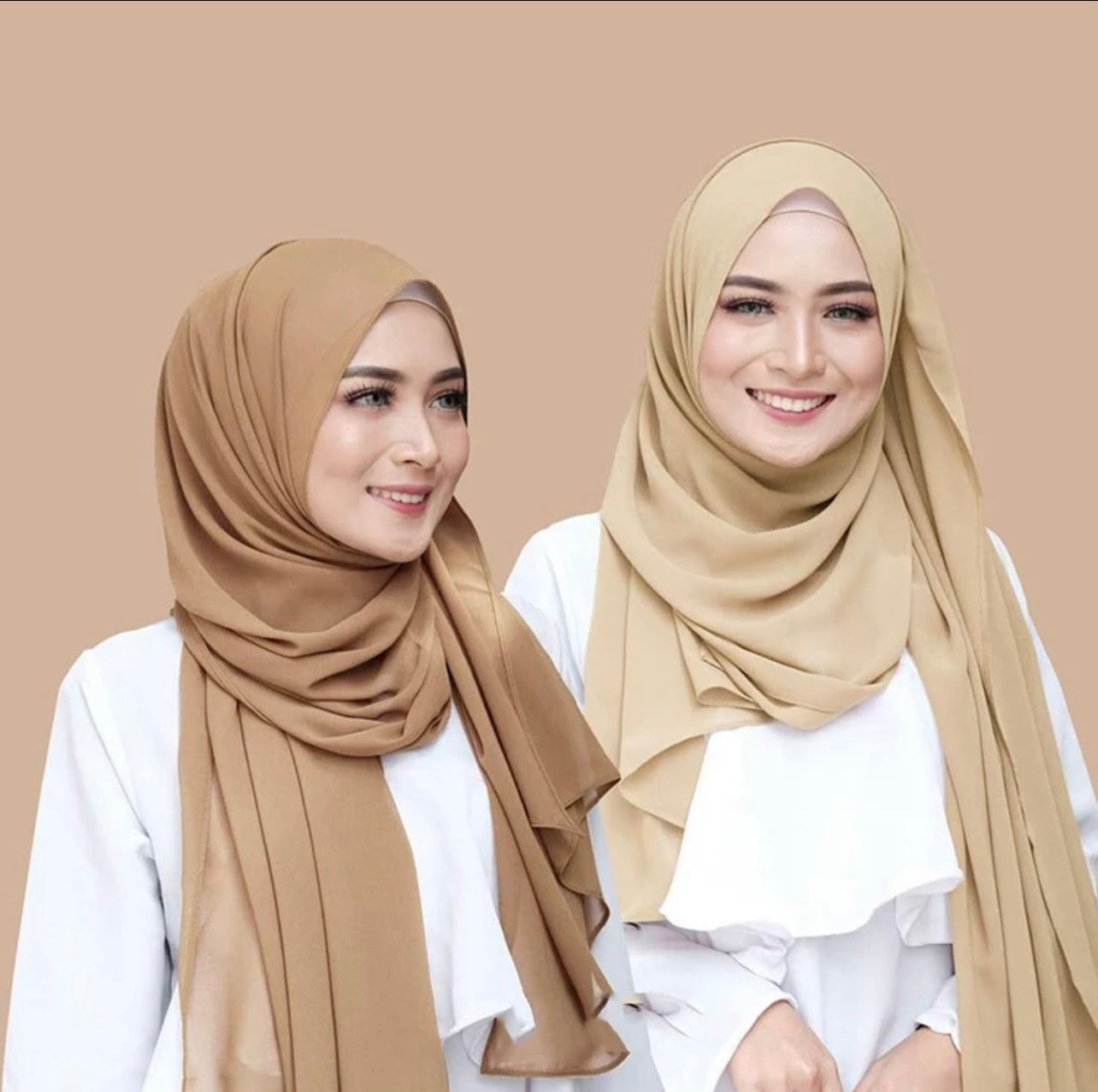 Two Women wearing Chiffon Hijab Scarfs