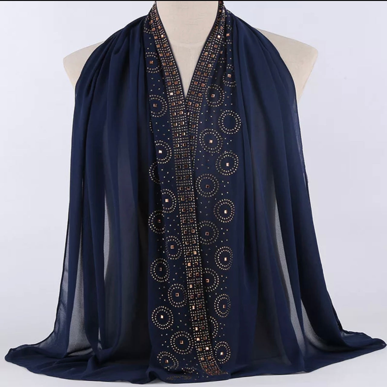 Modest Chiffon Hijab/Scarf with Glass Rhinestones