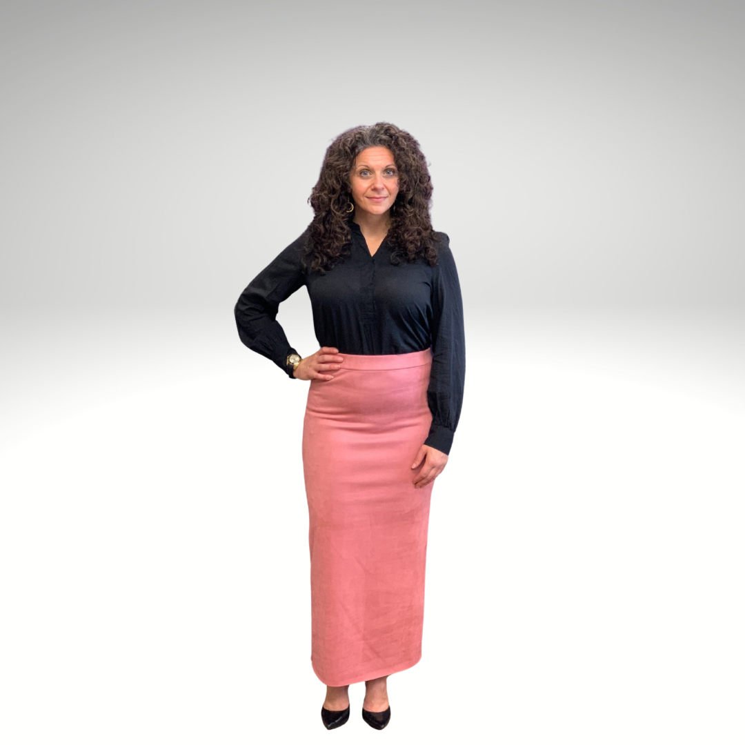 Modest Pink Suede Pencil Skirt