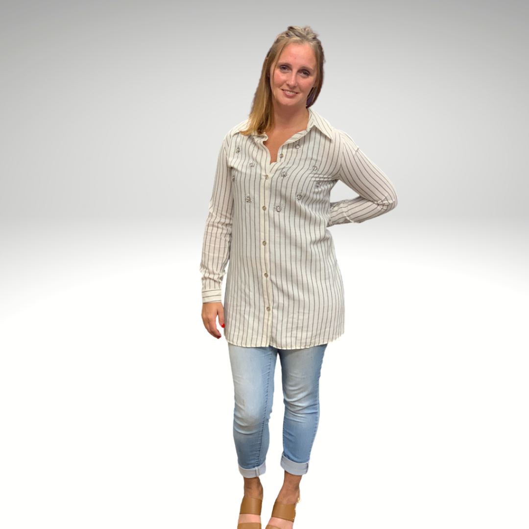 Modest Striped Sparkly Tunic